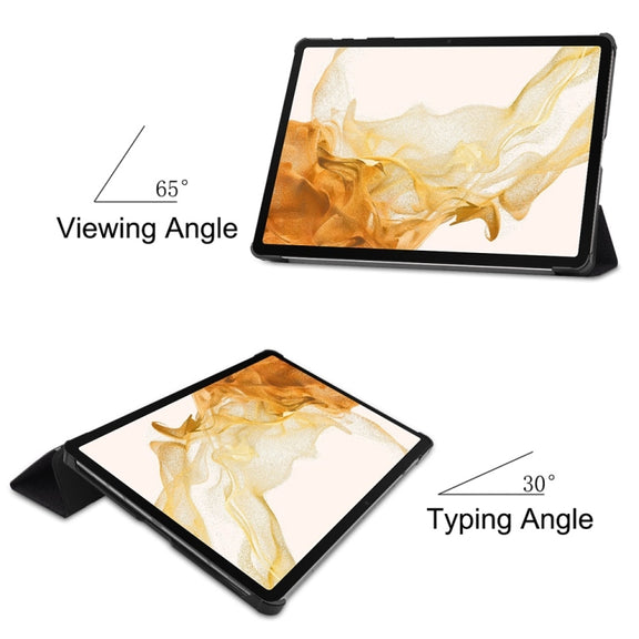 For Samsung Galaxy Tab S9+ JUNSUNMAY Custer Painted 3-Fold Stand Leather Smart Tablet Case(Big Eye)