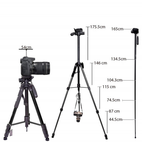 JMARY KP2264 Portable Detachable Tripod Mobile Phone SLR Camera Aluminium Alloy Stand(Red)
