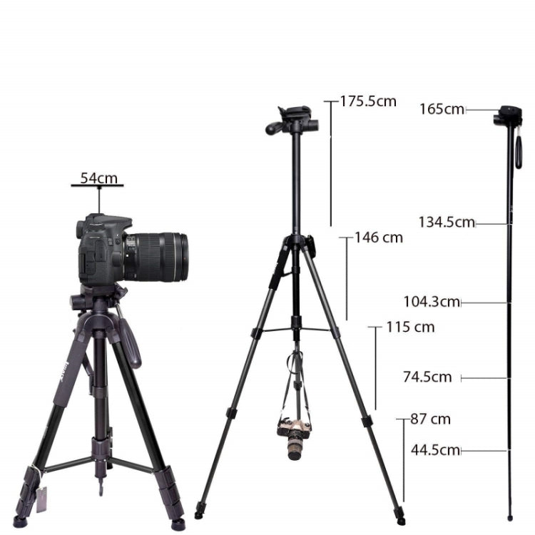 JMARY KP2264 Portable Detachable Tripod Mobile Phone SLR Camera Aluminium Alloy Stand(Red)