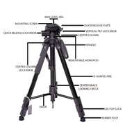 JMARY KP2264 Portable Detachable Tripod Mobile Phone SLR Camera Aluminium Alloy Stand(Blue)
