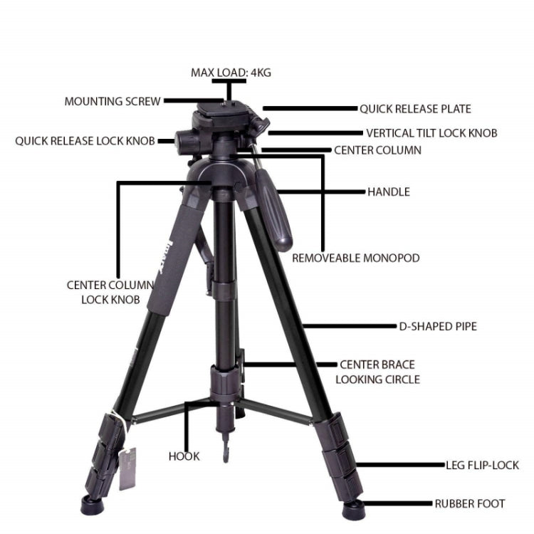 JMARY KP2264 Portable Detachable Tripod Mobile Phone SLR Camera Aluminium Alloy Stand(Blue)