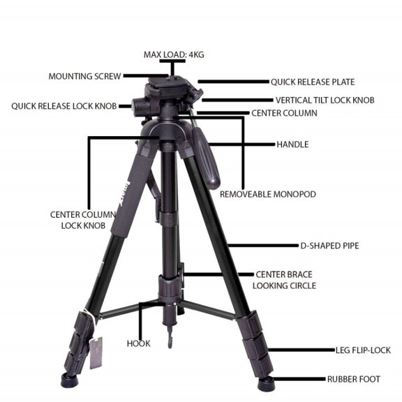 JMARY KP2264 Portable Detachable Tripod Mobile Phone SLR Camera Aluminium Alloy Stand(Red)