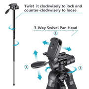 JMARY KP2264 Portable Detachable Tripod Mobile Phone SLR Camera Aluminium Alloy Stand(Blue)