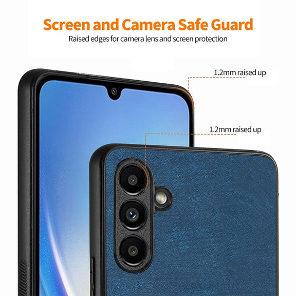 For Samsung Galaxy A34 5G ENKAY Retro Leather Skin PC Phone Case with High Aluminum-silicon Glass Film(Black)