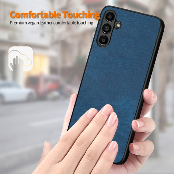 For Samsung Galaxy A34 5G ENKAY Retro Leather Skin PC Phone Case with High Aluminum-silicon Glass Film(Black)
