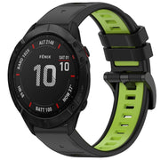 Compatible with Garmin Fenix 6X Pro Sports Two-Color Quick Release Silicone Watch Band(Black+Green)