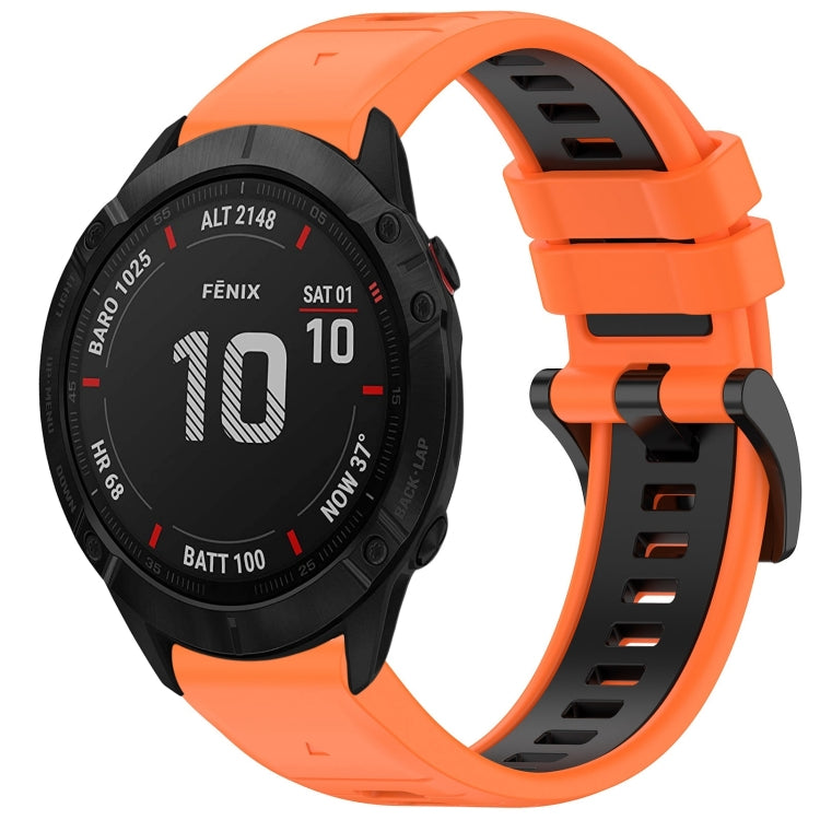 Compatible with Garmin Fenix 6X Pro Sports Two-Color Quick Release Silicone Watch Band(Orange+Black) - free shipping - PMC TechLife - Order now!