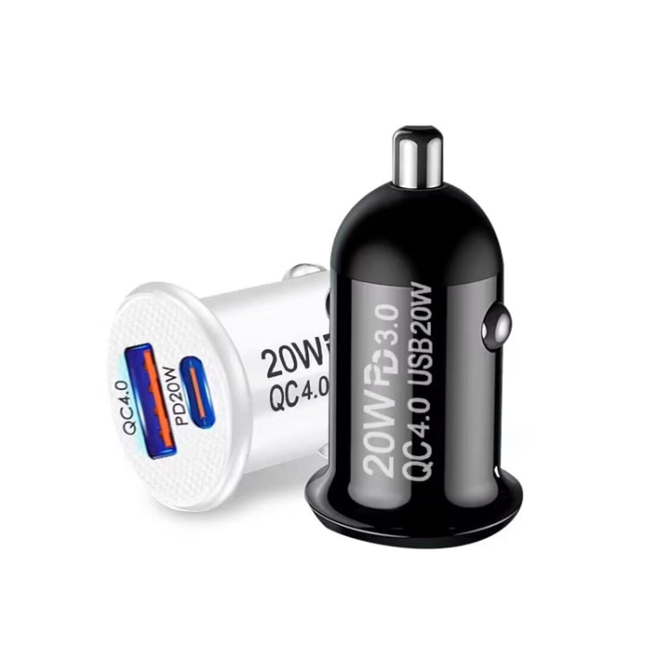 P10 Mini Style QC4.0 USB / PD20W Dual Port Car Charger(Black)