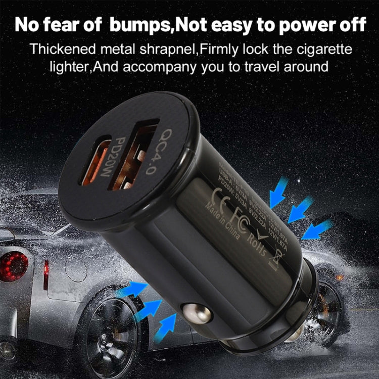 P10 Mini Style QC4.0 USB / PD20W Dual Port Car Charger(White)