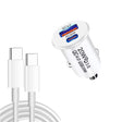 P10 Mini QC4.0 USB / PD20W Car Charger with Type-C to Type-C Fast Charging Data Cable(White) - Car Charger by PMC TechLife | Online Shopping South Africa | PMC TechLife
