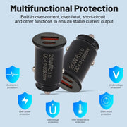 P10 Mini QC4.0 USB / PD20W Car Charger with Type-C to Type-C Fast Charging Data Cable(Black)