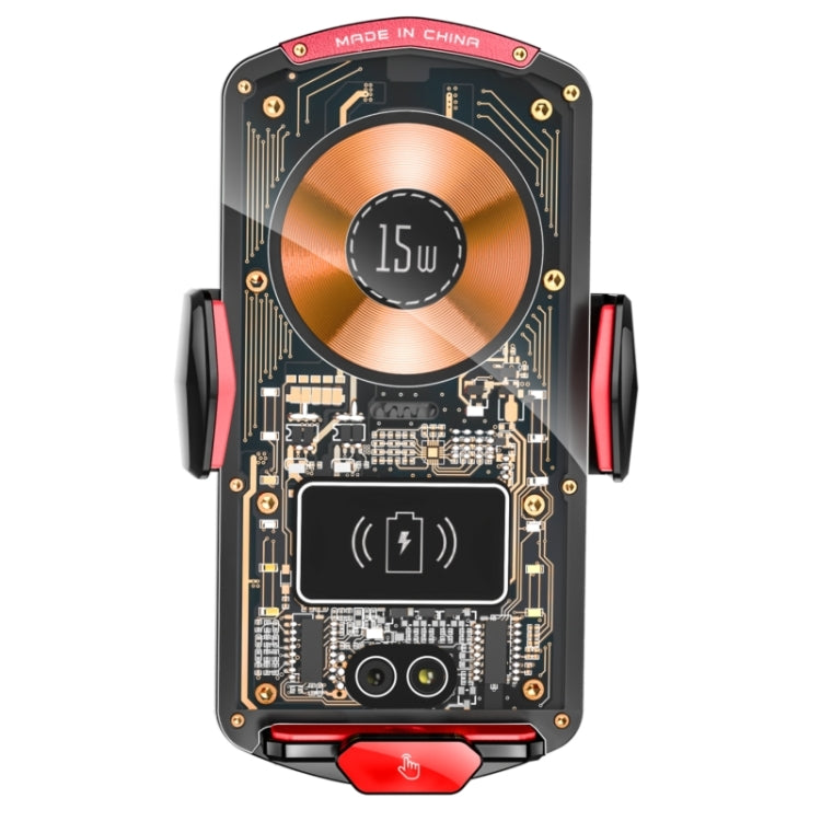 A6 Car Automatic Clamping Phone Holder 15W Magnetic Wireless Charger(Red) - Car Charger by PMC TechLife | Online Shopping South Africa | PMC TechLife