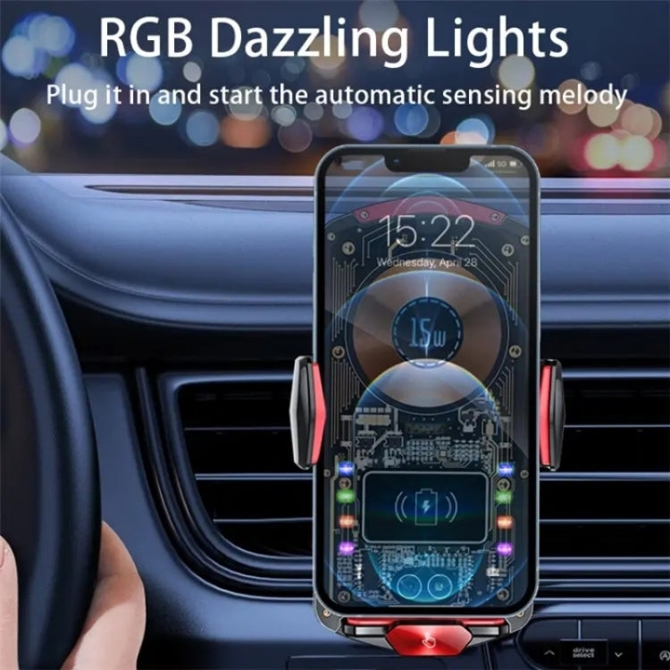 A6 Car Automatic Clamping Phone Holder 15W Magnetic Wireless Charger(Black) - Car Charger by PMC TechLife | Online Shopping South Africa | PMC TechLife