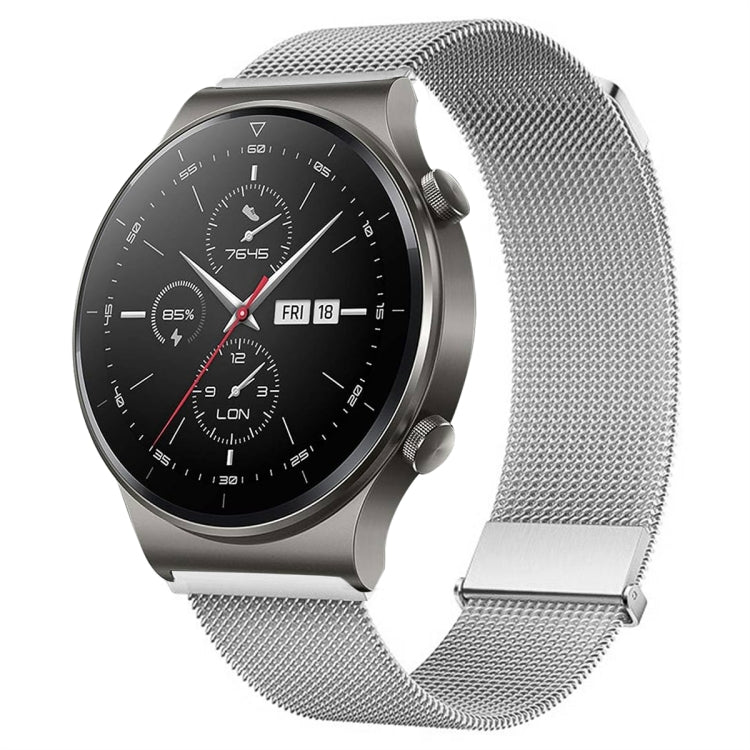 For Huawei Watch GT2 Pro / GT2 46mm Milan Double Magnetic Steel Mesh Watch Band(Silver) - Watch Bands by PMC TechLife | Online Shopping South Africa | PMC TechLife
