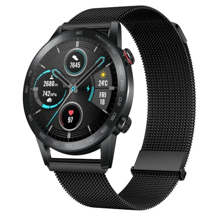 For Honor Magic Watch2 46mm Milan Double Magnetic Steel Mesh Watch Band(Black) - Watch Bands by PMC TechLife | Online Shopping South Africa | PMC TechLife