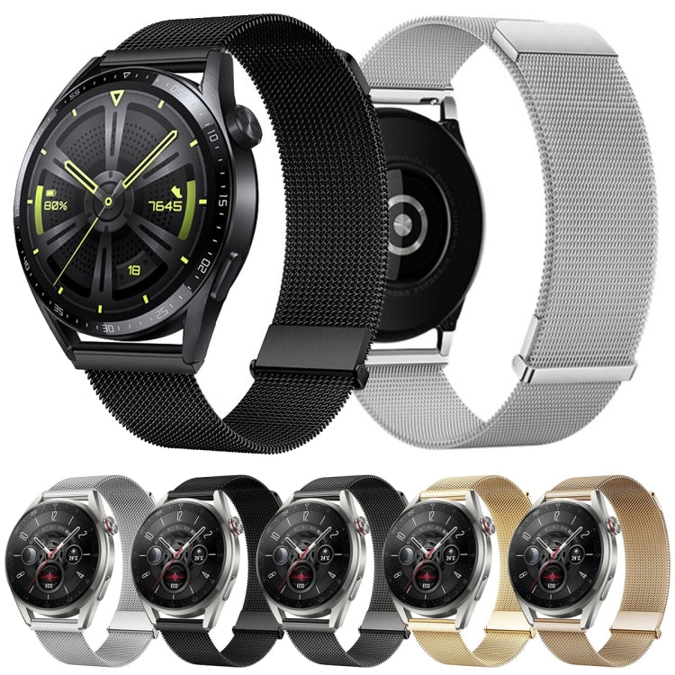 For Huawei Watch GT3 Pro 46mm Milan Double Magnetic Steel Mesh Watch Band(Silver) - Watch Bands by PMC TechLife | Online Shopping South Africa | PMC TechLife