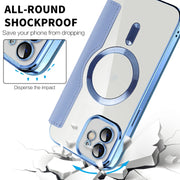 For iPhone 15 Shield Magsafe RFID Anti-theft Rhombus Leather Phone Case(Brown)