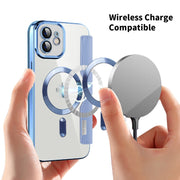 For iPhone 15 Shield Magsafe RFID Anti-theft Rhombus Leather Phone Case(Brown)