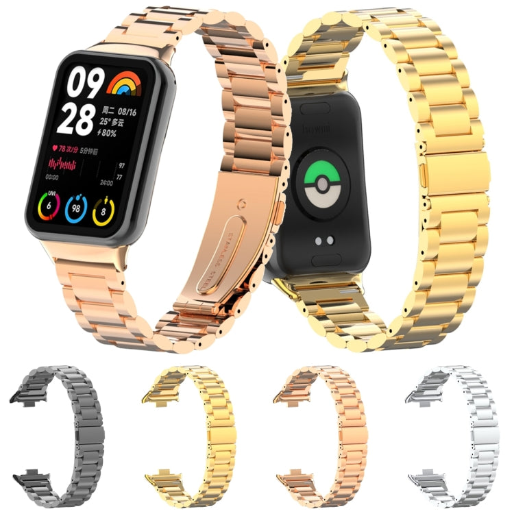 For Xiaomi Mi Band 8 Pro Three Bead Metal Stainless Steel Watch Band(Black)