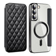 For Samsung Galaxy S23 5G Shield MagSafe RFID Anti-theft Rhombus Leather Phone Case(Black) - Galaxy S23 5G Cases by PMC TechLife | Online Shopping South Africa | PMC TechLife | Buy Now Pay Later Mobicred