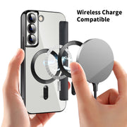 For Samsung Galaxy S23 5G Shield MagSafe RFID Anti-theft Rhombus Leather Phone Case(Black)