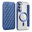 For Samsung Galaxy S23+ 5G Shield Magsafe RFID Anti-theft Rhombus Leather Phone Case(Dark Blue) - Galaxy S23+ 5G Cases by PMC TechLife | Online Shopping South Africa | PMC TechLife
