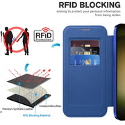 For Samsung Galaxy S23+ 5G Shield Magsafe RFID Anti-theft Rhombus Leather Phone Case(Dark Blue)