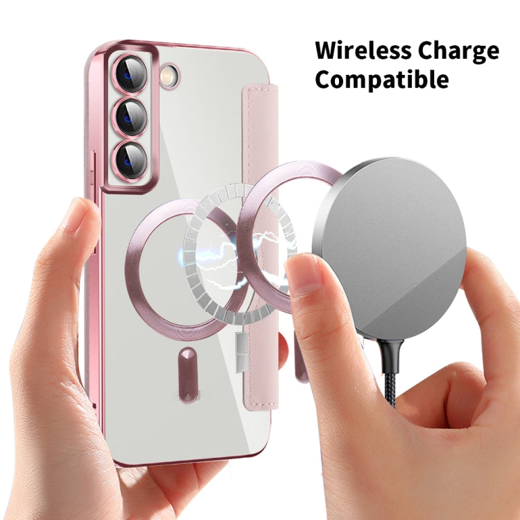 For Samsung Galaxy S23+ 5G Shield MagSafe RFID Anti-theft Rhombus Leather Phone Case(Pink) - free shipping - PMC TechLife - Order now!