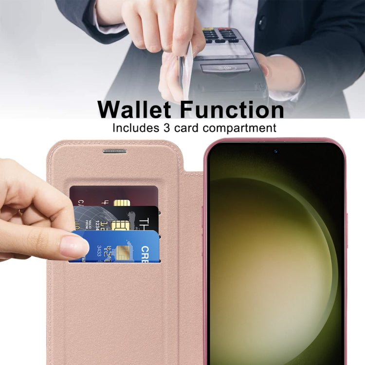 For Samsung Galaxy S23+ 5G Shield MagSafe RFID Anti-theft Rhombus Leather Phone Case(Pink) - free shipping - PMC TechLife - Order now!