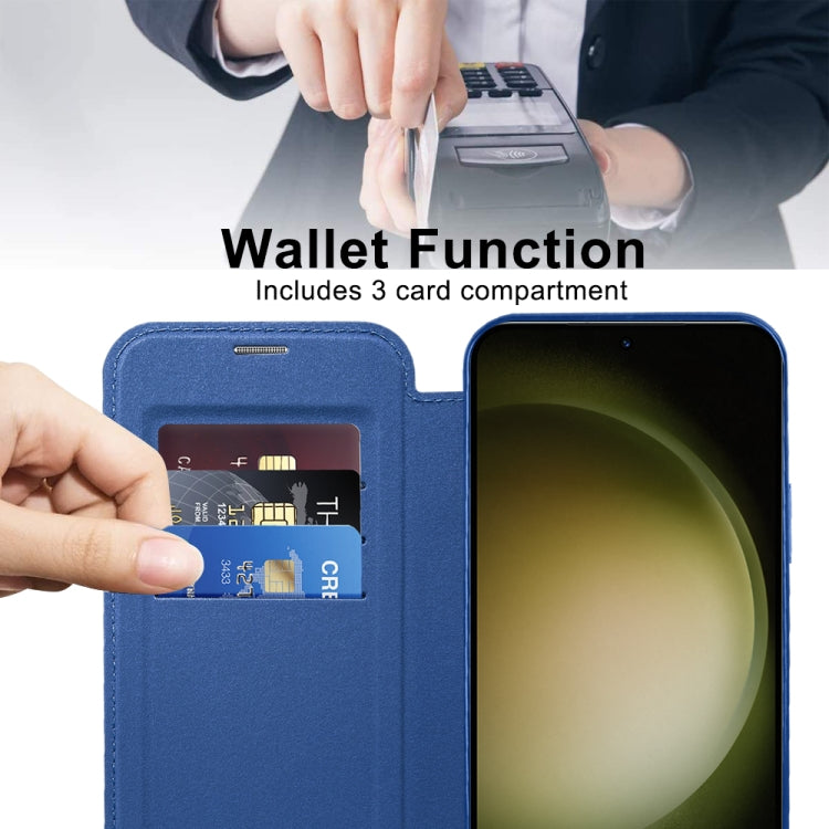 For Samsung Galaxy S23 Ultra 5G Shield Magsafe RFID Anti-theft Rhombus Leather Phone Case(Dark Blue) - Galaxy S23 Ultra 5G Cases by PMC TechLife | Online Shopping South Africa | PMC TechLife