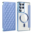 For Samsung Galaxy S23 Ultra 5G Shield Magsafe RFID Anti-theft Rhombus Leather Phone Case(Blue) - Galaxy S23 Ultra 5G Cases by PMC TechLife | Online Shopping South Africa | PMC TechLife