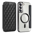 For Samsung Galaxy S22+ 5G Shield MagSafe RFID Anti-theft Rhombus Leather Phone Case(Black) - Galaxy S22+ 5G Cases by PMC TechLife | Online Shopping South Africa | PMC TechLife | Buy Now Pay Later Mobicred