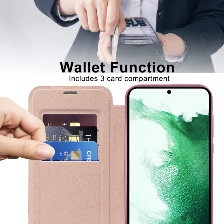 For Samsung Galaxy S22+ 5G Shield MagSafe RFID Anti-theft Rhombus Leather Phone Case(Pink) - Galaxy S22+ 5G Cases by PMC TechLife | Online Shopping South Africa | PMC TechLife | Buy Now Pay Later Mobicred