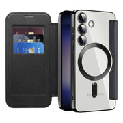 For Samsung Galaxy S24 5G Shield Magsafe RFID Anti-theft Rhombus Leather Phone Case(Black)