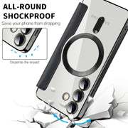 For Samsung Galaxy S24 5G Shield Magsafe RFID Anti-theft Rhombus Leather Phone Case(Black)