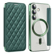 For Samsung Galaxy S24 5G Shield Magsafe RFID Anti-theft Rhombus Leather Phone Case(Green) - Galaxy S24 5G Cases by PMC TechLife | Online Shopping South Africa | PMC TechLife