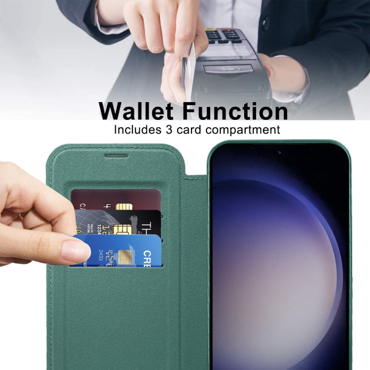 For Samsung Galaxy S24 5G Shield Magsafe RFID Anti-theft Rhombus Leather Phone Case(Green) - Galaxy S24 5G Cases by PMC TechLife | Online Shopping South Africa | PMC TechLife