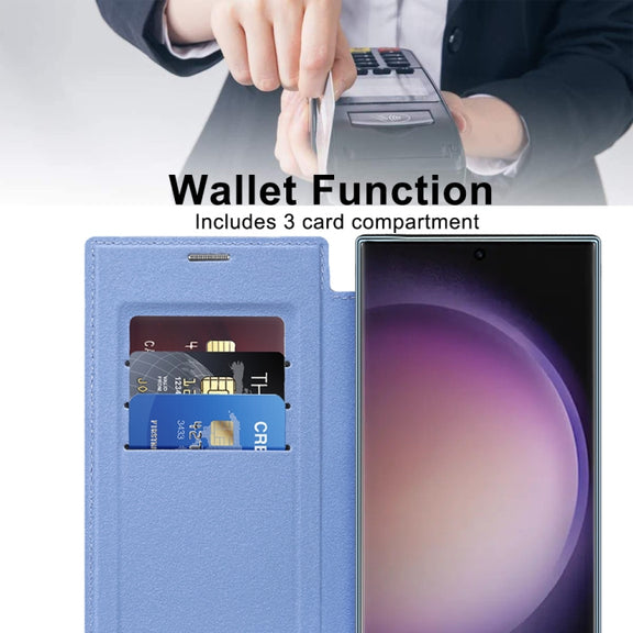 For Samsung Galaxy S24 Ultra 5G Shield MagSafe RFID Anti-theft Rhombus Leather Phone Case(Blue)