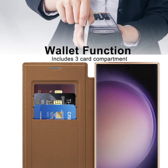 For Samsung Galaxy S24 Ultra 5G Shield Magsafe RFID Anti-theft Rhombus Leather Phone Case(Brown)