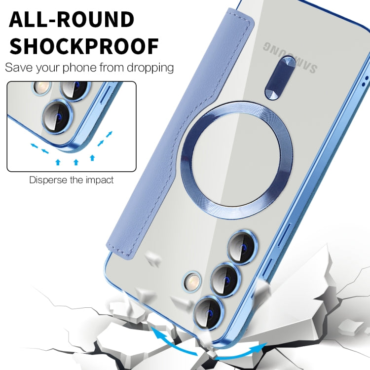 For Samsung Galaxy S24+ 5G Shield MagSafe RFID Anti-theft Rhombus Leather Phone Case(Blue) - free shipping - PMC TechLife - Order now!