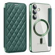 For Samsung Galaxy S24+ 5G Shield Magsafe RFID Anti-theft Rhombus Leather Phone Case(Green) - Galaxy S24+ 5G Cases by PMC TechLife | Online Shopping South Africa | PMC TechLife