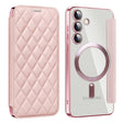For Samsung Galaxy S24+ 5G Shield MagSafe RFID Anti-theft Rhombus Leather Phone Case(Pink) - Galaxy S24+ 5G Cases by PMC TechLife | Online Shopping South Africa | PMC TechLife | Buy Now Pay Later Mobicred