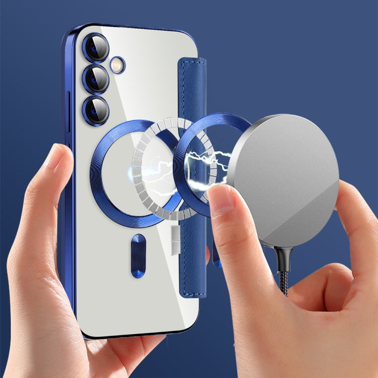 For Samsung Galaxy S23 FE 5G Shield MagSafe RFID Anti-theft Rhombus Leather Phone Case(Dark Blue) - free shipping - PMC TechLife - Order now!