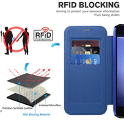 For Samsung Galaxy S23 FE 5G Shield MagSafe RFID Anti-theft Rhombus Leather Phone Case(Dark Blue)