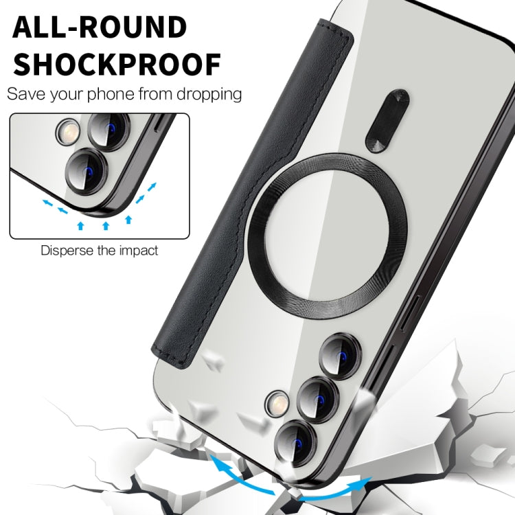 For Samsung Galaxy S23 FE 5G Shield Magsafe RFID Anti-theft Rhombus Leather Phone Case(Black) - Galaxy S23 FE 5G Cases by PMC TechLife | Online Shopping South Africa | PMC TechLife