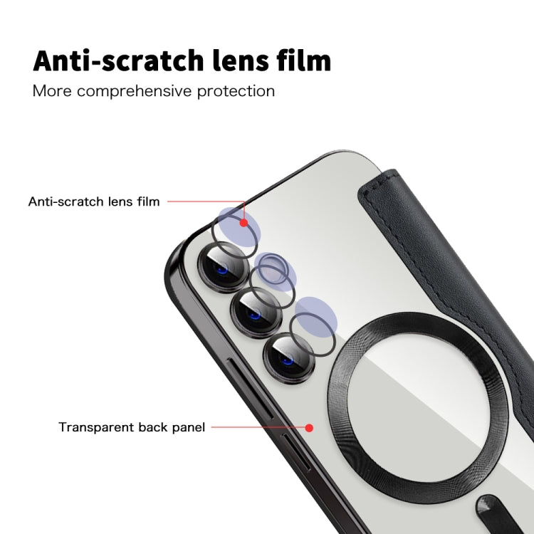 For Samsung Galaxy S23 FE 5G Shield Magsafe RFID Anti-theft Rhombus Leather Phone Case(Black) - Galaxy S23 FE 5G Cases by PMC TechLife | Online Shopping South Africa | PMC TechLife