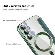 For Samsung Galaxy S23 FE 5G Shield MagSafe RFID Anti-theft Rhombus Leather Phone Case(Green)