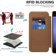 For Samsung Galaxy S23 FE 5G Shield Magsafe RFID Anti-theft Rhombus Leather Phone Case(Brown)
