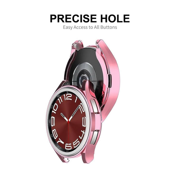 For Samsung Galaxy Watch6 Classic 43mm ENKAY Hat-Prince Electroplated Soft TPU Case + 0.2mm 9H Glass Screen Protector(Golden)