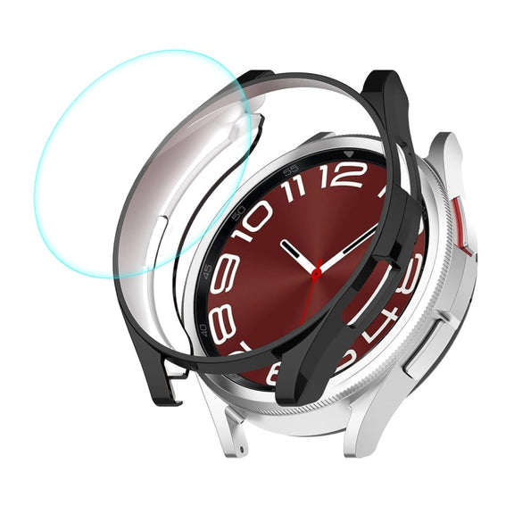 For Samsung Galaxy Watch6 Classic 47mm ENKAY Hat-Prince Electroplated Soft TPU Case + 0.2mm 9H Glass Screen Protector(Black)